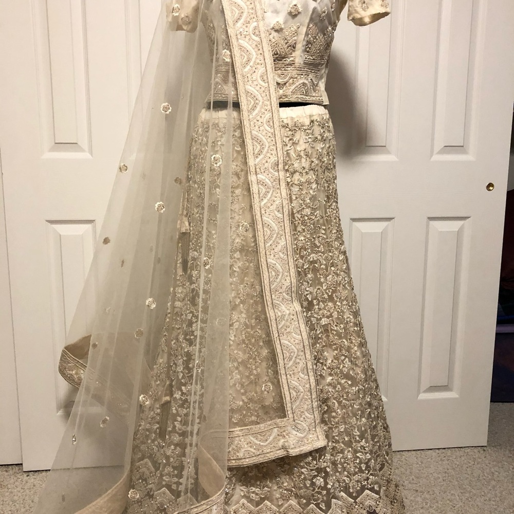 Ivory embroidery lehenga set